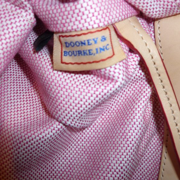 SOLD Dooney & Bourke Signature Canvas Purse-Yellow with Tan Leather - Picture 10 of 11